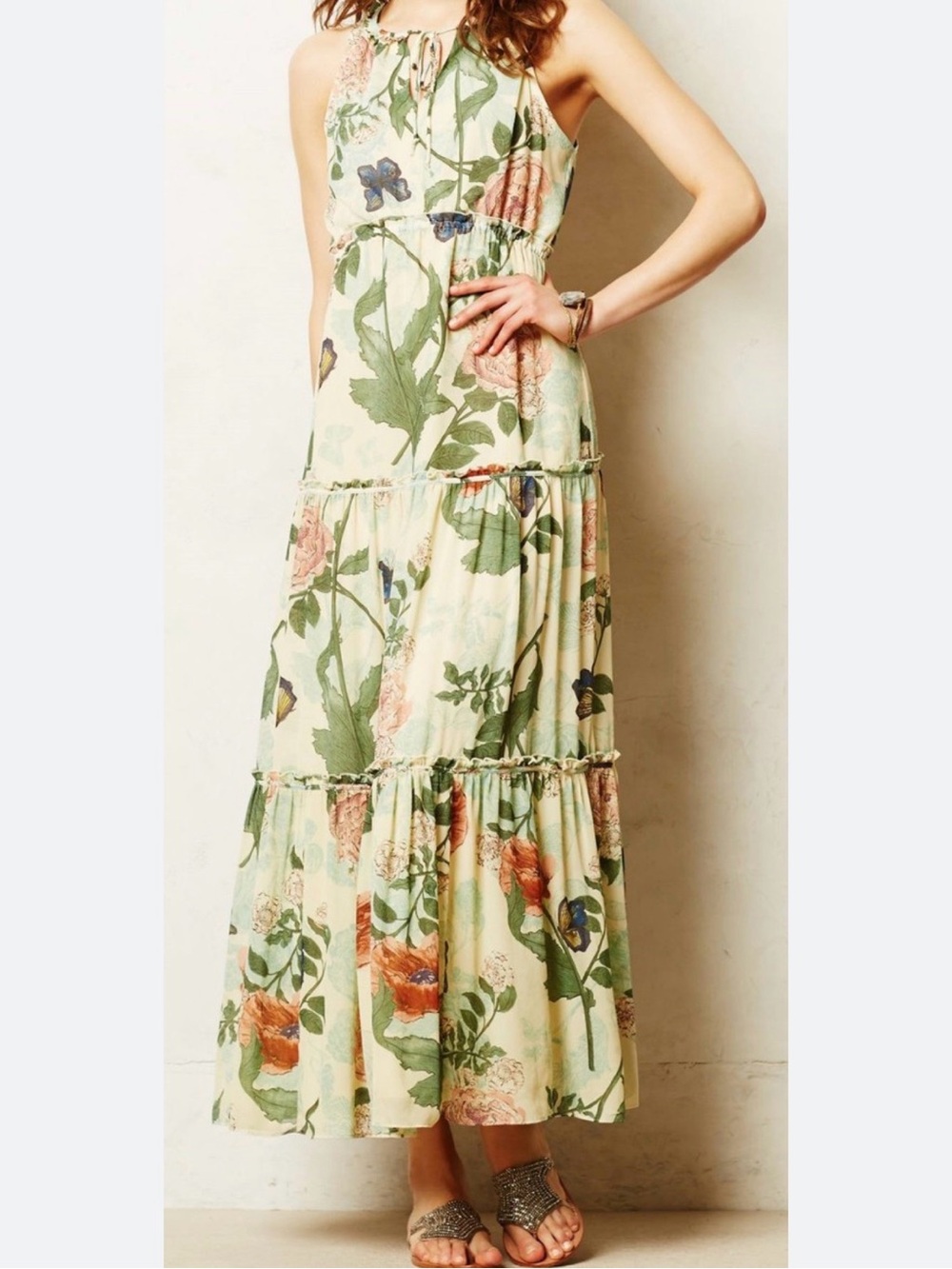 Maeve Anthropologie Ruffled Tiered Maravilla Maxi Dress Size 6